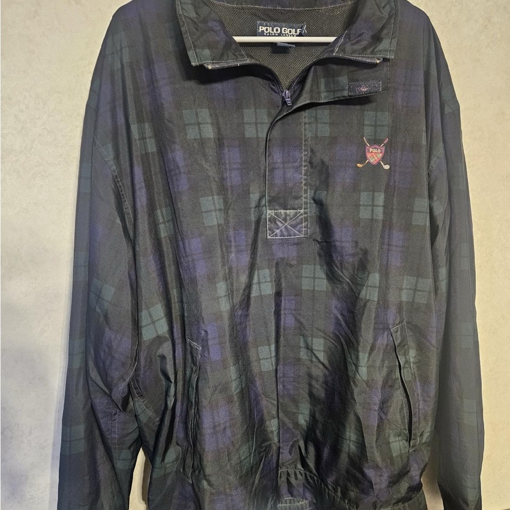 Polo Golf Men's Plaid Windbreaker Jacket VTG‎